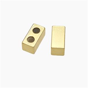 Copper Cuboid Beads 2holes Gold Plated, approx 5x5x10mm, 3mm hole [FD19466]