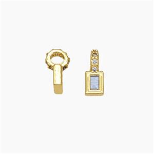Copper Rectangle Pendant Pave Zirconia Gold Plated, approx 4mm, 2mm hole [FD19467]