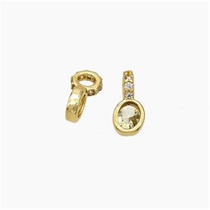 Copper Oval Pendant Pave Zirconia Gold Plated, approx 4mm, 2mm hole [FD19468]