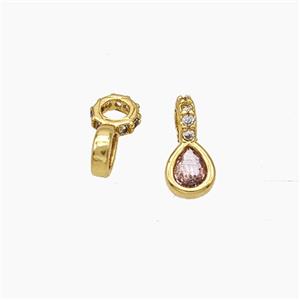 Copper Teardrop Pendant Pave Zirconia Gold Plated, approx 4mm, 2mm hole [FD19469]