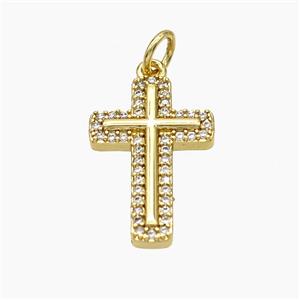 Copper Cross Pendant Micropave Zirconia Gold Plated, approx 12-18mm [FD19470]