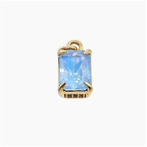 Blue Cubic Zirconia Pendant Copper Rectangle Gold Plated, approx 6-9mm [FD19478]