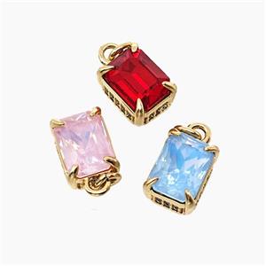 Cubic Zirconia Pendant Copper Rectangle Gold Plated Mixed, approx 6-9mm [FD19480]