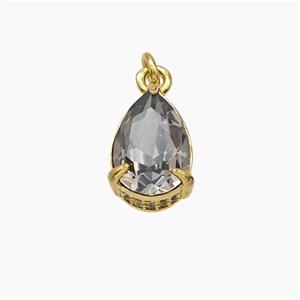 Gray Cubic Zirconia Pendant Copper Teardrop Gold Plated, approx 8-11mm [FD19486]