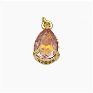 Orange Gray Cubic Zirconia Pendant Copper Teardrop Gold Plated, approx 8-11mm [FD19487]
