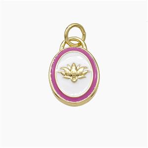 Copper Lotus Pendant Enamel Oval Gold Plated, approx 10-12mm [FD19491]