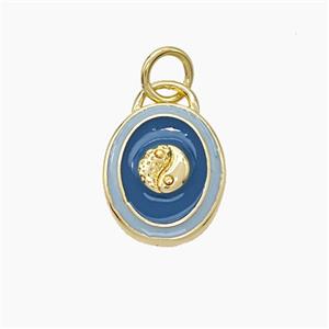 Copper Taichi Pendant Enamel Yinyang Gold Plated, approx 10-12mm [FD19492]