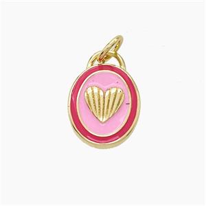 Copper Heart Pendant Enamel Oval Gold Plated, approx 10-12mm [FD19493]