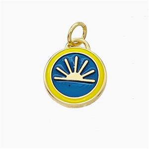 Copper Sun Pendant Enamel Circle Gold Plated, approx 12mm [FD19495]