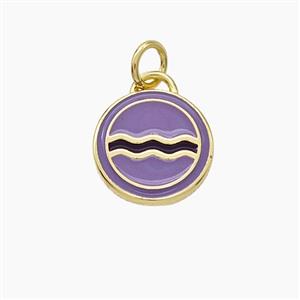 Copper Sea Pendant Enamel Circle Gold Plated, approx 12mm [FD19496]
