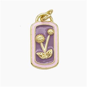 Copper Cherry Pendant Enamel Rectangle Gold Plated, approx 9-15mm [FD19500]