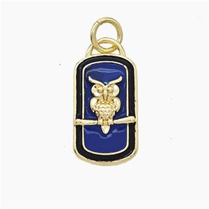 Copper Owl Birds Pendant Enamel Rectangle Gold Plated, approx 9-15mm [FD19501]