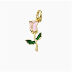Copper Flower Pendant Enamel Gold Plated, approx 6-11mm [FD19503]