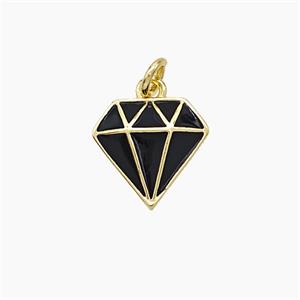 Copper Diamond Pendant Black Enamel Gold Plated, approx 10-11mm [FD19506]