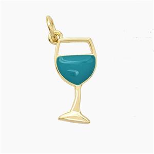 Copper Goblet Pendant Teal Enamel WineCup Gold Plated, approx 8-16mm [FD19512]