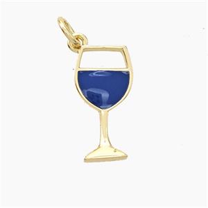 Copper Goblet Pendant Blue Enamel WineCup Gold Plated, approx 8-16mm [FD19513]