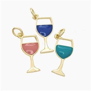 Copper Goblet Pendant Enamel WineCup Gold Plated Mixed, approx 8-16mm [FD19514]