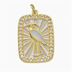 Copper Tarot Card Pendant Pave Zirconia Crame White Enamel Gold Plated, approx 18-24mm [FD19519]