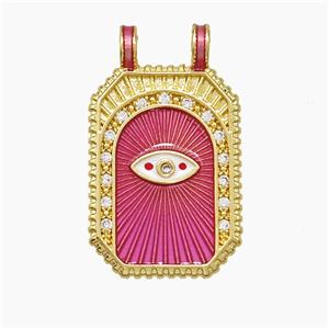 Copper Tarot Card Pendant Pave Zirconia Eye Painted 2loops Gold Plated, approx 18-30mm [FD19526]
