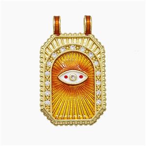 Copper Tarot Card Pendant Pave Zirconia Eye Painted 2loops Gold Plated, approx 18-30mm [FD19527]