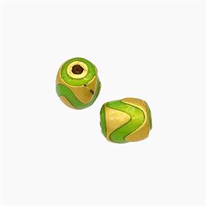 Copper Barrel Beads Green Painted Gold Plated, approx 6-7mm [FD19541]
