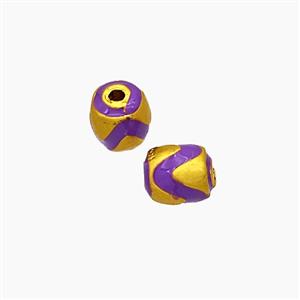 Copper Barrel Beads Purple Painted Gold Plated, approx 6-7mm [FD19543]