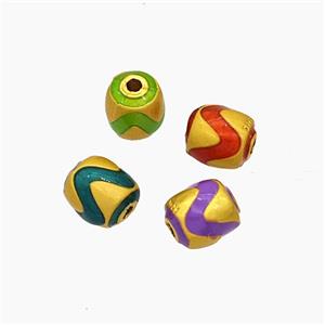 Copper Barrel Beads Painted Gold Plated Mixed, approx 6-7mm [FD19545]