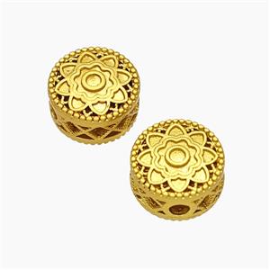 Copper Button Beads Flower Gold Plated, approx 10mm [FD19557]