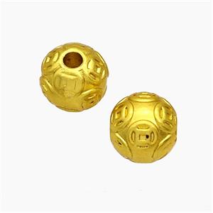 Copper Round Beads Large Hole Gold Plated, approx 9mm, 2mm hole [FD19565]