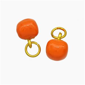 Copper Tomato Pendant Orange Enamel Gold Plated, approx 8mm [FD19568]