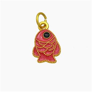Copper Fish Pendant Red Painted Gold Plated, approx 8.5-10mm [FD19580]