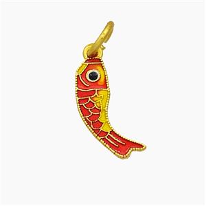 Copper Fish Pendant Red Painted Gold Plated, approx 5-15mm [FD19583]