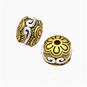 Tibetan Style Alloy Beads Flower Antique Silver Golden, approx 9-11mm [FD19594]