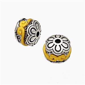 Tibetan Style Alloy Beads Flower Antique Silver Golden, approx 9-11mm [FD19595]