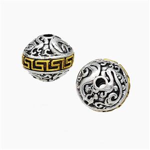 Tibetan Style Alloy Beads Bicone Antique Silver Golden, approx 10-11.5mm [FD19596]