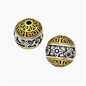 Tibetan Style Alloy Beads Round Antique Silver Golden, approx 12mm dia [FD19598]
