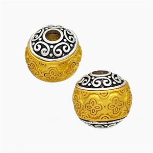 Tibetan Style Alloy Beads Round Large Hole Antique Silver Golden, approx 12mm, 3mm hole [FD19600]