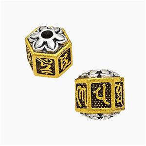 Tibetan Style Alloy Beads Prism Antique Silver Golden, approx 9-11mm [FD19601]