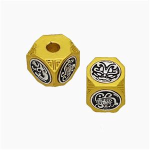 Tibetan Style Alloy Beads Cube Large Hole Antique Silver Golden, approx 9-11mm, 2mm hole [FD19602]
