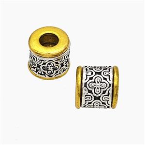 Tibetan Style Alloy Beads Tube Large Hole Antique Silver Golden, approx 10mm, 5mm hole [FD19606]