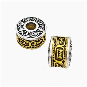 Tibetan Style Alloy Beads Rondelle Large Hole Antique Silver Golden, approx 8-12.5mm, 4mm hole [FD19611]