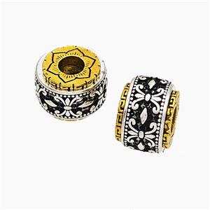 Tibetan Style Alloy Rotatable Beads Rondelle Large Hole Antique Silver Golden, approx 9-12mm, 4mm hole [FD19612]
