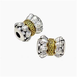 Tibetan Style Alloy Lotus Beads Rotatable Large Hole Antique Silver Golden, approx 10-12mm, 4mm hole [FD19615]
