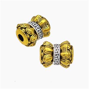 Tibetan Style Alloy Lotus Beads Rotatable Large Hole Antique Silver Golden, approx 10-12mm, 4mm hole [FD19616]