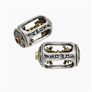 Tibetan Style Alloy Prayer Wheel Beads Rotatable Antique Silver Golden, approx 11-18mm [FD19617]