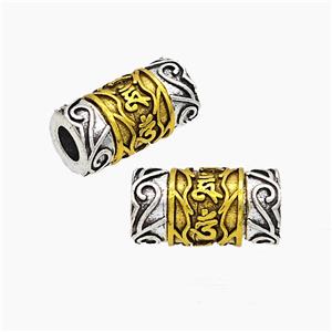 Tibetan Style Alloy Tube Beads Rotatable Large Hole Antique Silver Golden Column, approx 10-19mm, 5mm hole [FD19618]