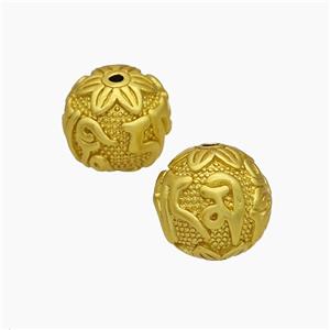 Tibetan Style Copper Round Beads Gold Plated, approx 14-15mm [FD19621]