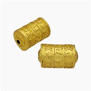 Tibetan Style Copper Prayer Wheel Beads Tube Gold Plated, approx 12-20mm [FD19622]