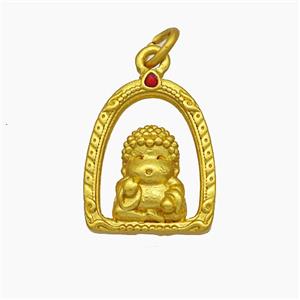Tibetan Style Copper Buddha Pendant Gold Plated, approx 15.5-20mm [FD19625]