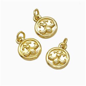 Copper Circle Pendant Fleur De Lis Gold Plated, approx 8mm [FD19635]